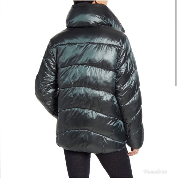 Rachel Parcell Puffer Jacket Quilted Green Botanical Medium - Picture 3 of 8